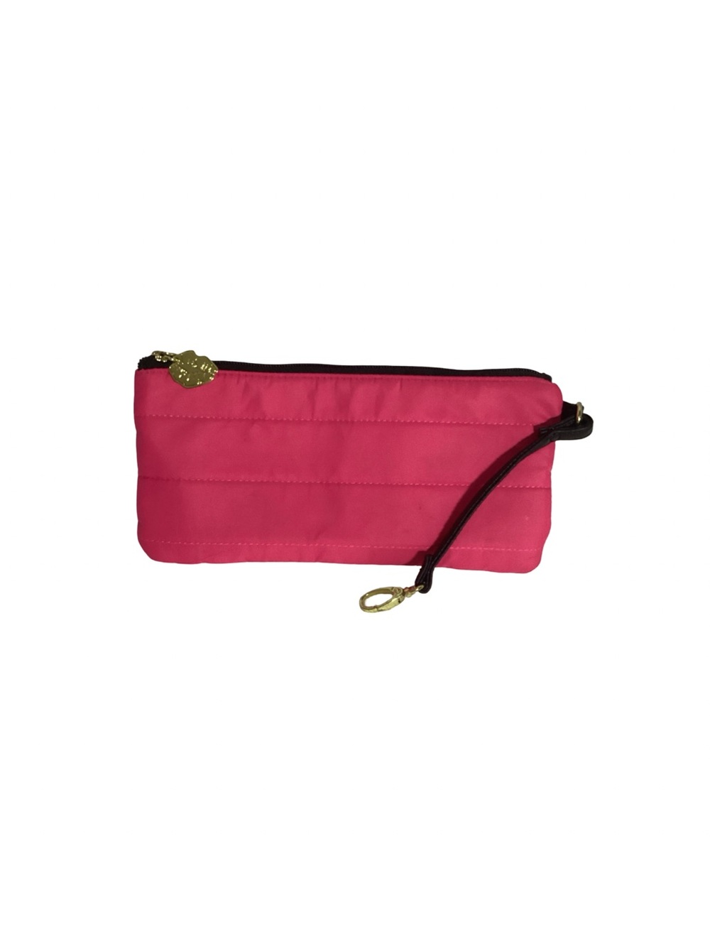 LUV BETSEY Betsey Johnson Large Pink Padded Pouch Bag Lips Zipper Charm